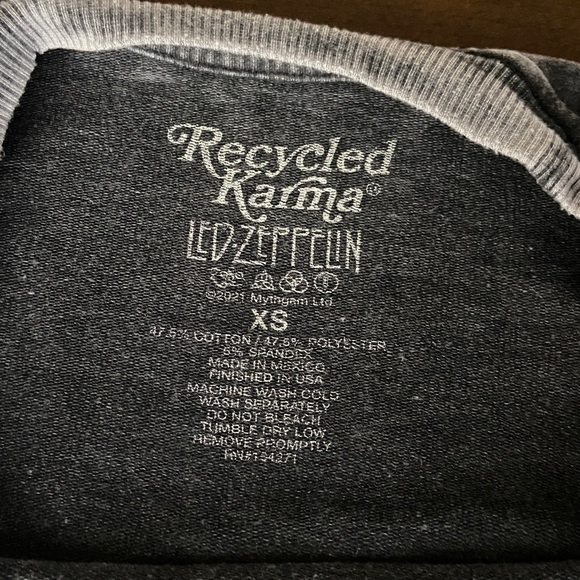Recycled Karma Women's Graphic Acid-wash Sweatshirt featuring Led Zeppelin. XS - Picture 2 of 10